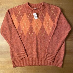Loft argyle sweater. Size small. Coral spice. NWT